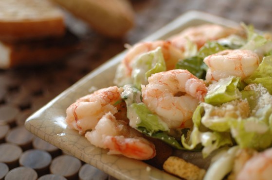 Caesarsallad med argentinska rödräkor
