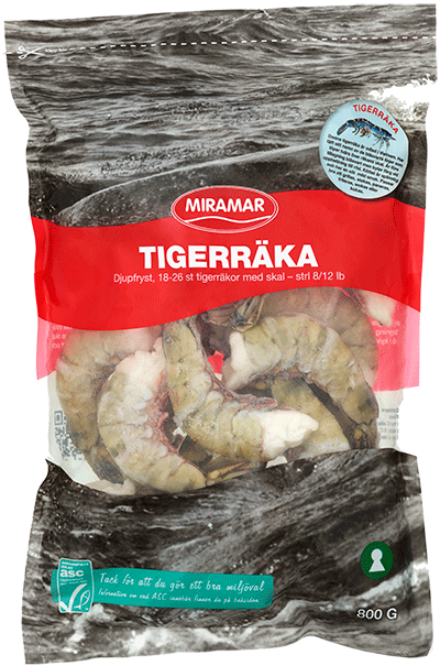 Tigerräka med skal  8/12, ASC