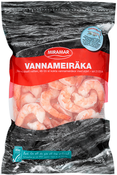 Vannameiräka kokt, stjärt 21/25, ASC