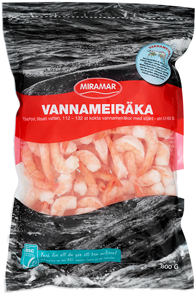 Vannameiräka kokt, stjärt 51/60, ASC